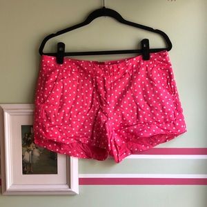 J. Crew Red and White Polka-Dot Linen Shorts